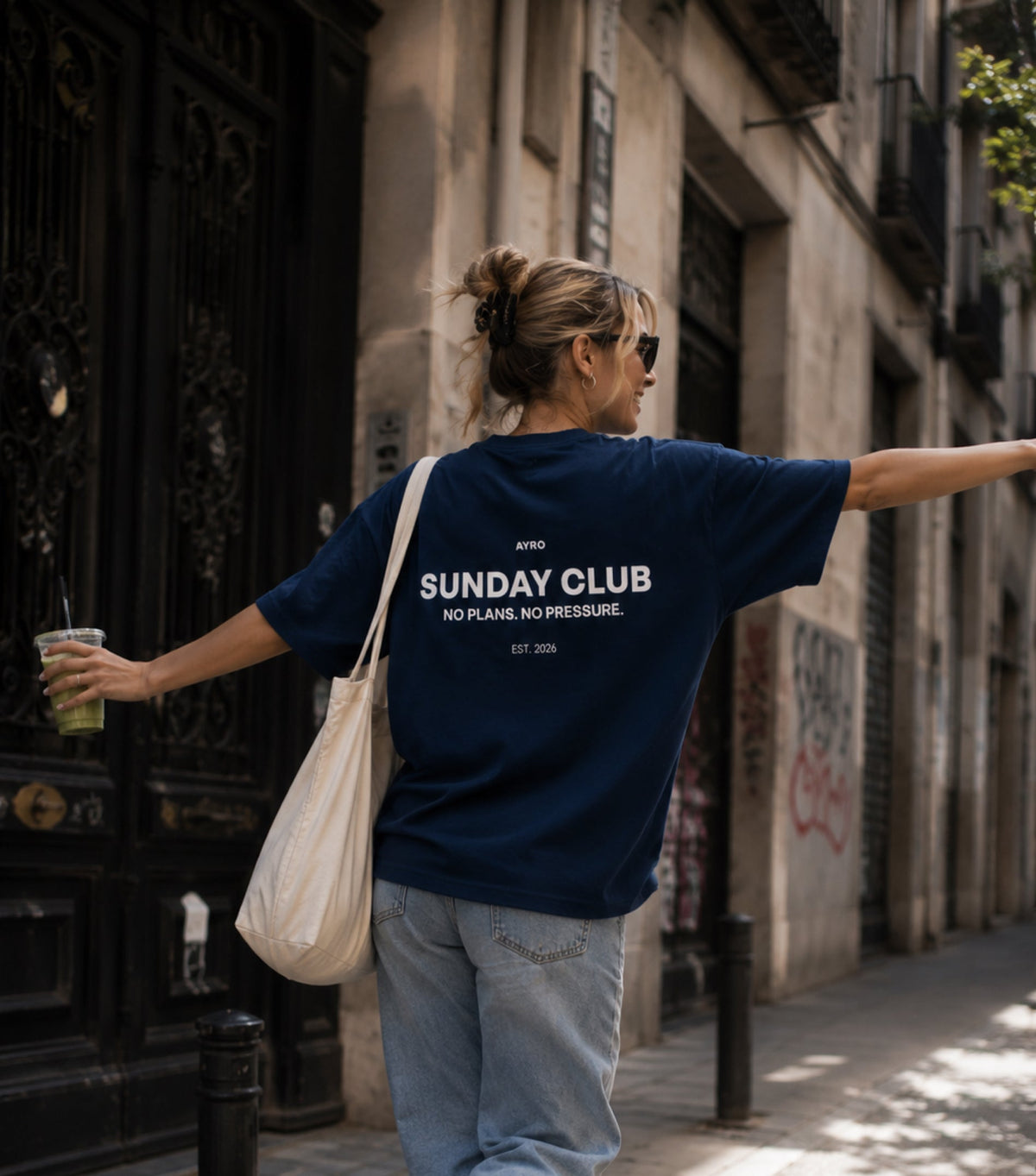 Sunday Club Oversize T-Shirt Blau